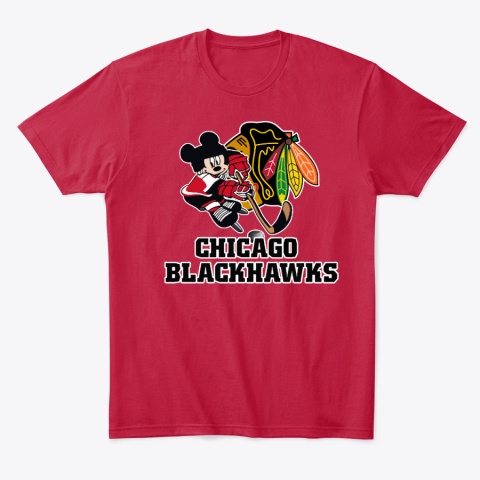 gjsc chicago blackhawks mickey mouse classic t shirt 2 front red