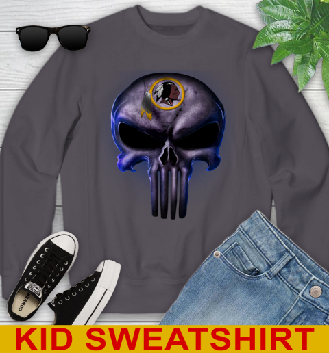 Washington Redskins NFL Football Punisher Skull Sports Youth Sweatshirt 5