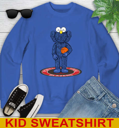 NBA Basketball Portland Trail Blazers Kaws Bff Blue Figure Shirt Youth Sweatshirt 7
