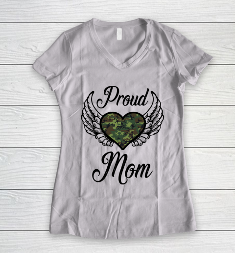 Mother's Day Funny Gift Ideas Apparel  Proud Military Mom Proud Army Mom presents military mom gift Women's V-Neck T-Shirt