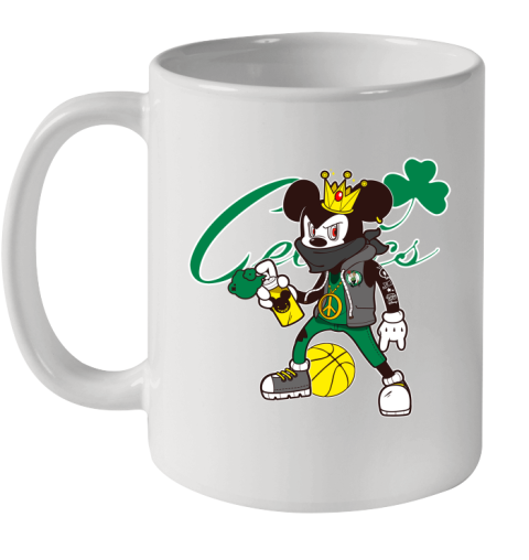 Boston Celtics NBA Basketball Mickey Peace Sign Sports Ceramic Mug 11oz