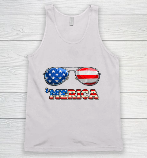 Merica Sunglasses 4th Of July Funny Patriotic American Flag Tank Top