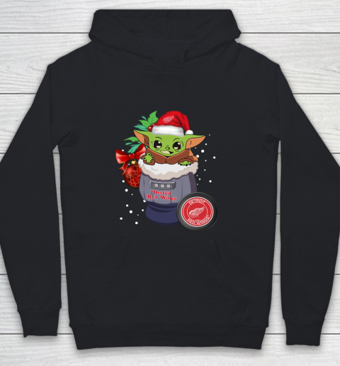 Detroit Red Wings Christmas Baby Yoda Star Wars Funny Happy NHL Youth Hoodie