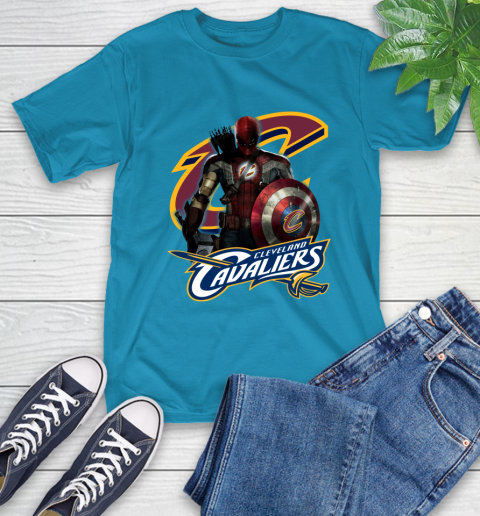 Cleveland Cavaliers NBA Basketball Captain America Thor Spider Man Hawkeye Avengers T-Shirt 8