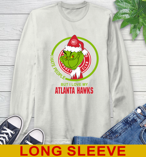 Atlanta Hawks NBA Christmas Grinch I Hate People But I Love My Favorite Basketball Team Long Sleeve T-Shirt 12