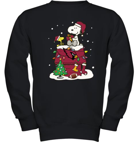 s1y9 a happy christmas with arizona cardinals snoopy youth sweatshirt 47 front black