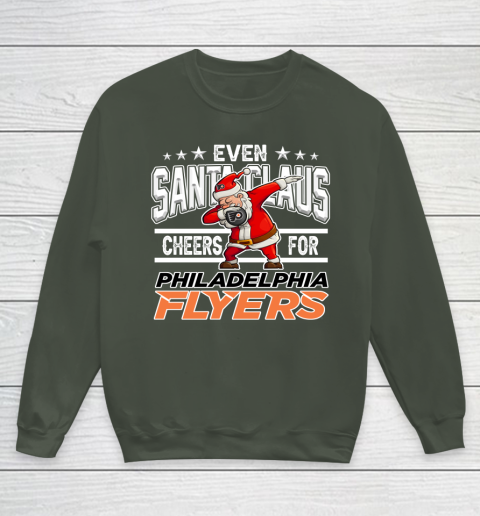 Philadelphia Flyers Even Santa Claus Cheers For Christmas NHL Youth Sweatshirt 8