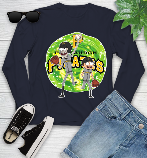 MLB Pittsburgh Pirates Rick And Morty Baseball Sports Youth Long Sleeve 3