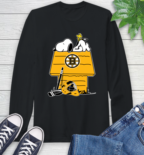 Boston Bruins NHL Hockey Snoopy Woodstock The Peanuts Movie Youth Long  Sleeve