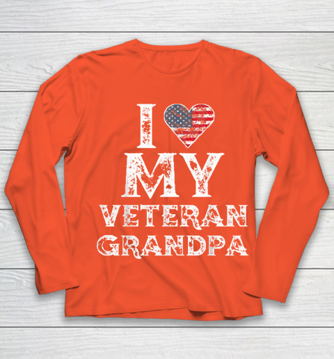 I Love My Veteran Grandpa Vintage Veteran's Day Youth Long Sleeve 3