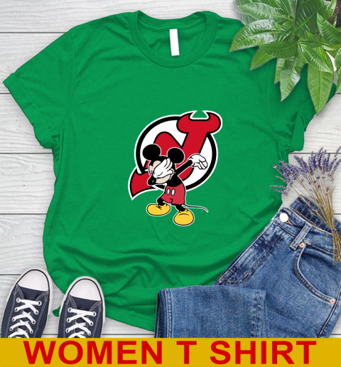 New Jersey Devils NHL Hockey Dabbing Mickey Disney Sports Women's T-Shirt 6