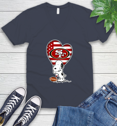San Francisco 49ers NFL Football The Peanuts Movie Adorable Snoopy V-Neck T-Shirt 9