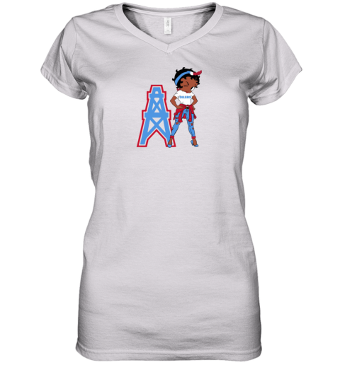 Betty Boop Houston Oilers Throwback Women's V-Neck T-Shirt
