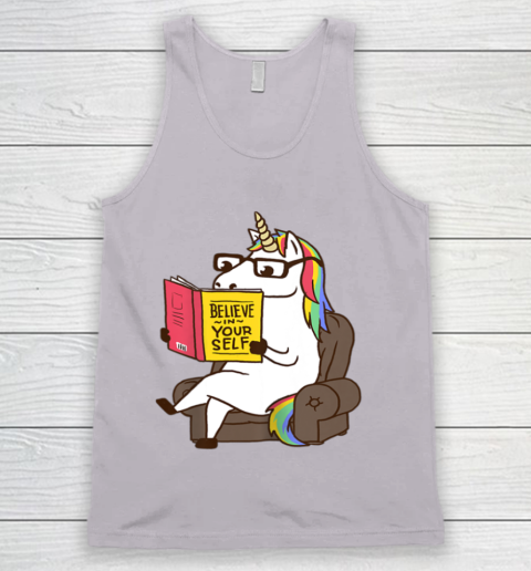 Unicorn Shirt Believe in Yourself Motivational Book Lover Tank Top 4