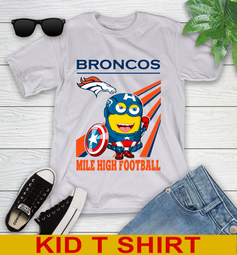 NFL Football Denver Broncos Captain America Marvel Avengers Minion Shirt Youth T-Shirt 4