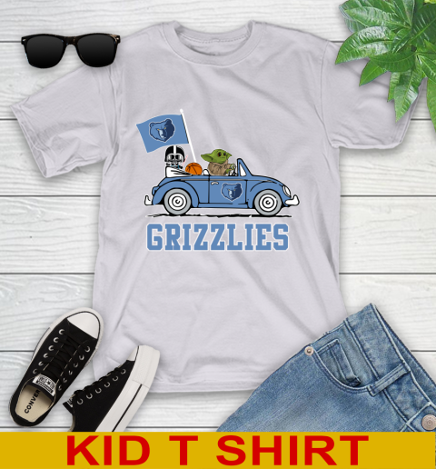 NBA Basketball Memphis Grizzlies Darth Vader Baby Yoda Driving Star Wars Shirt Youth T-Shirt 5