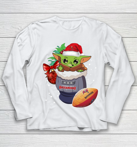 Tampa Bay Buccaneers Christmas Baby Yoda Star Wars Funny Happy NFL Youth Long Sleeve 2