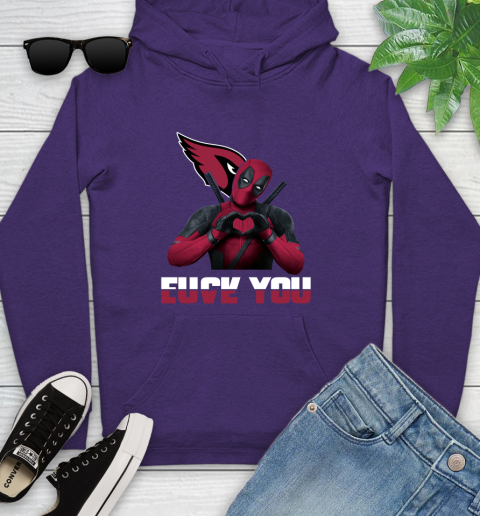 NHL Arizona Cardinals Deadpool Love You Fuck You Football Sports Youth Hoodie 5