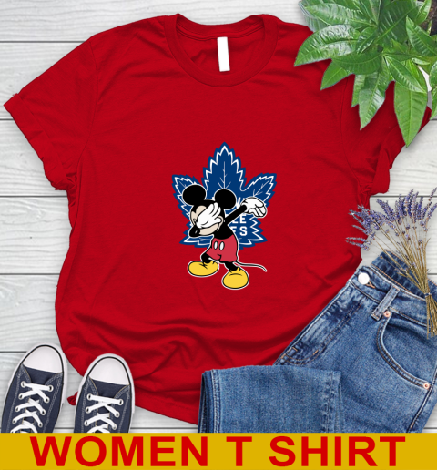 Toronto Maple Leafs NHL Hockey Dabbing Mickey Disney Sports Women's T-Shirt 10