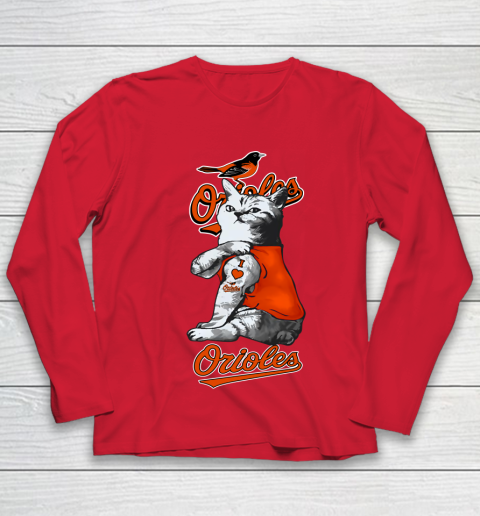 MLB Baseball My Cat Loves Baltimore Orioles Youth Long Sleeve 8