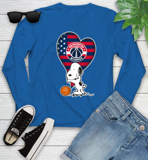 Washington Wizards NBA Basketball The Peanuts Movie Adorable Snoopy Youth Long Sleeve 9