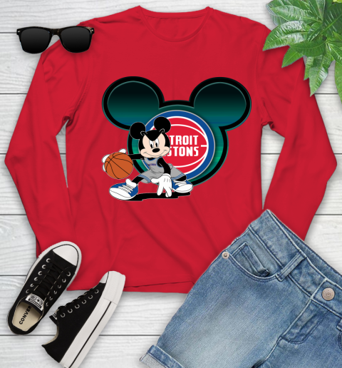 NBA Detroit Pistons Mickey Mouse Disney Basketball Youth Long Sleeve 11