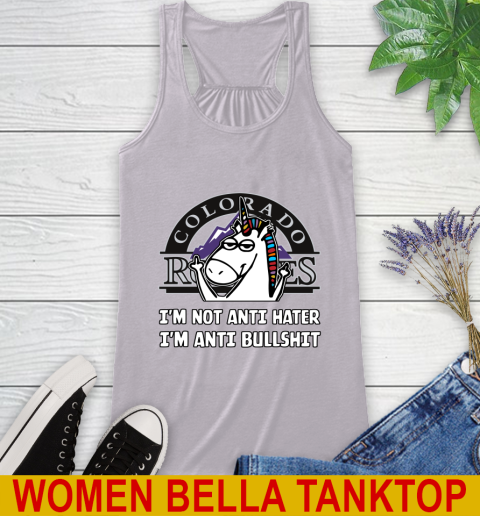 Colorado Rockies MLB Baseball Unicorn I'm Not Anti Hater I'm Anti Bullshit Racerback Tank 5