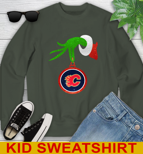 Calgary Flames Grinch Merry Christmas NHL Hockey Youth Sweatshirt 9