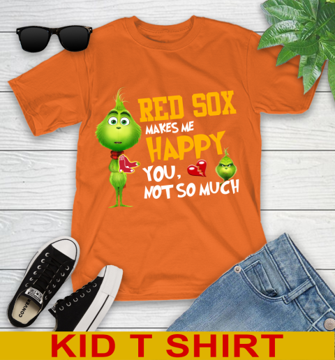 MLB Boston Red Sox Makes Me Happy You Not So Much Grinch Baseball Sports Youth T-Shirt 8