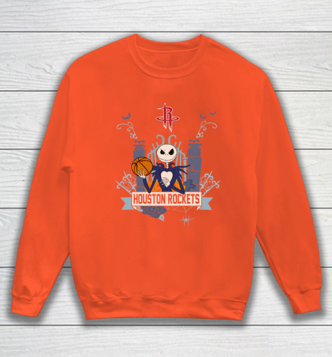 NBA Houston Rockets Basketball Jack Skellington Halloween Sweatshirt 3