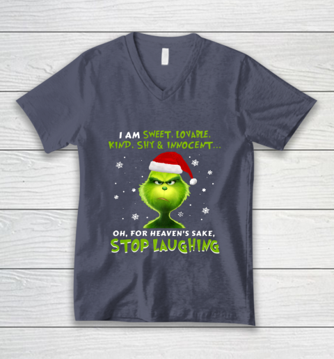 I Am Sweet Lovable Kind Shy Innocent Grinch Christmas V-Neck T-Shirt 7