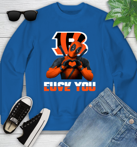 NHL Cincinnati Bengals Deadpool Love You Fuck You Football Sports Youth Sweatshirt 7