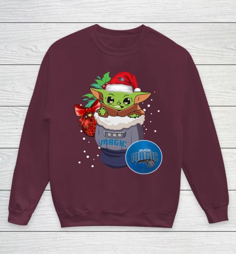 Orlando Magic Christmas Baby Yoda Star Wars Funny Happy NBA Youth Sweatshirt 5