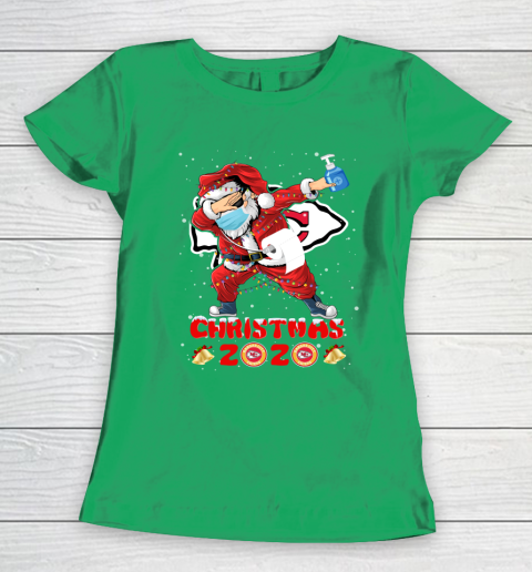 Kansas City Chiefs Funny Santa Claus Dabbing Christmas 2020 NFL Women's T-Shirt 5