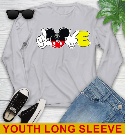 Oakland Raiders NFL Football Love Mickey Disney Sports Youth Long Sleeve 6