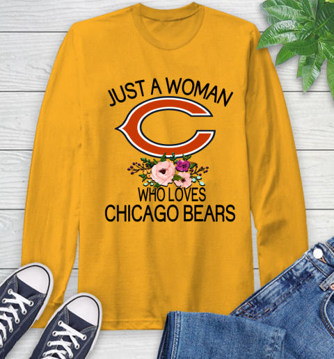 NFL Just A Woman Who Loves Chicago Bears Football Sports Long Sleeve T-Shirt 2
