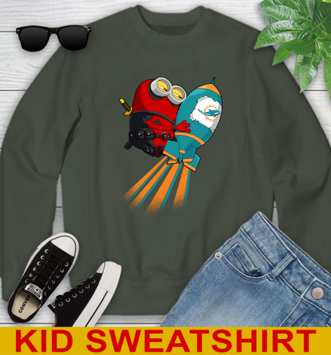 NFL Football Miami Dolphins Deadpool Minion Marvel Shirt Youth Sweatshirt 8