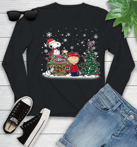 NHL Montreal Canadiens Snoopy Charlie Brown Woodstock Christmas Stanley Cup Hockey Youth Long Sleeve