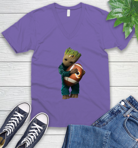 NFL Groot Guardians Of The Galaxy Football Sports Washington Redskins V-Neck T-Shirt 10