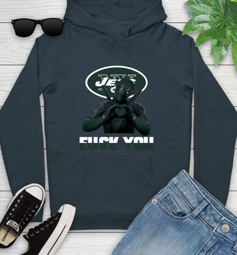 NHL New York Jets Deadpool Love You Fuck You Football Sports Youth Hoodie 10