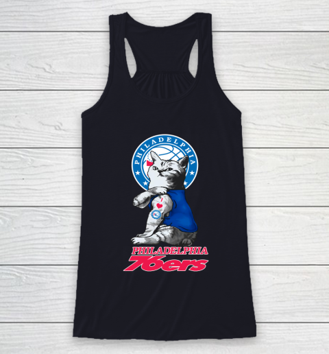 NBA Basketball My Cat Loves Philadelphia 76ers Racerback Tank 7