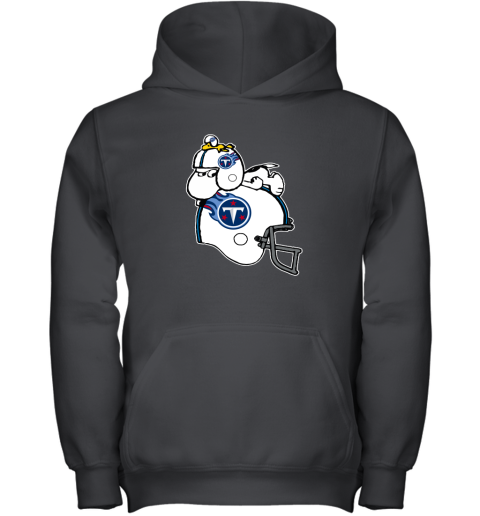 Snoopy And Woodstock Resting On Tennessee Titans Helmet Youth Hoodie