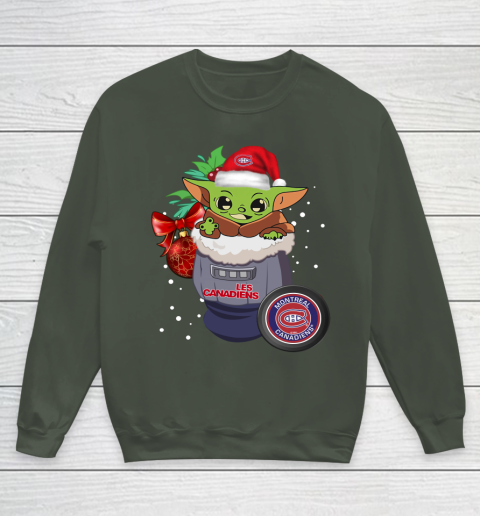 Montreal Canadiens Christmas Baby Yoda Star Wars Funny Happy NHL Youth Sweatshirt 10