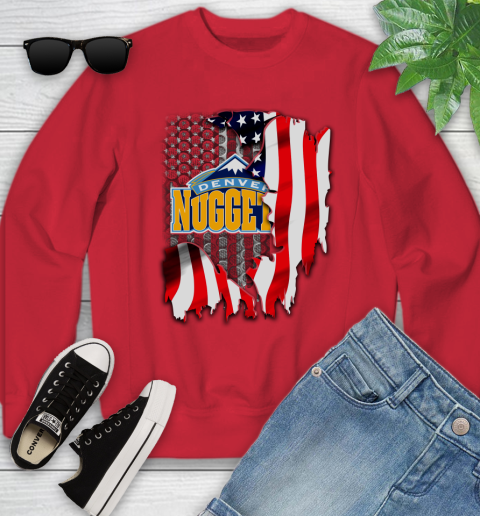Denver Nuggets NBA Basketball American Flag Youth Sweatshirt 8