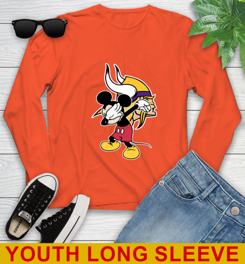 Minnesota Vikings NFL Football Dabbing Mickey Disney Sports Youth Long Sleeve - Image 5