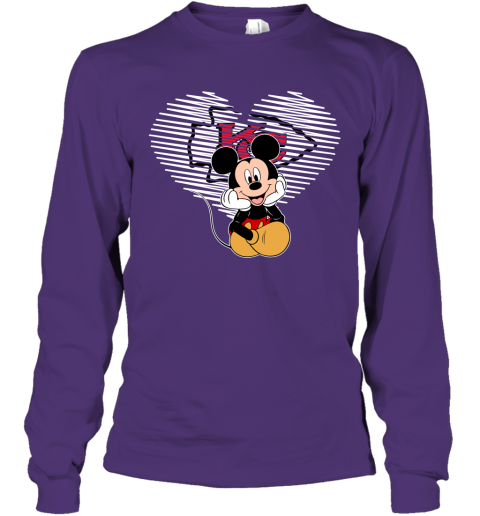 NFL Kansas City Chiefs The Heart Mickey Mouse Disney Football T Shirt qm5YAYk4GDR long sleeve tee 14 95 151514 front purple