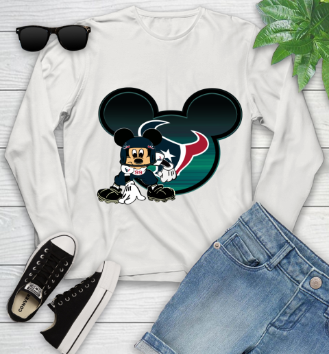 NFL Houston Texans Mickey Mouse Disney Football T Shirt Youth Long Sleeve 12