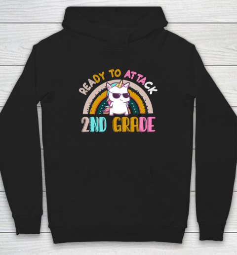 Back to school shirt Ready To Attack 2nd grade Unicorn Hoodie