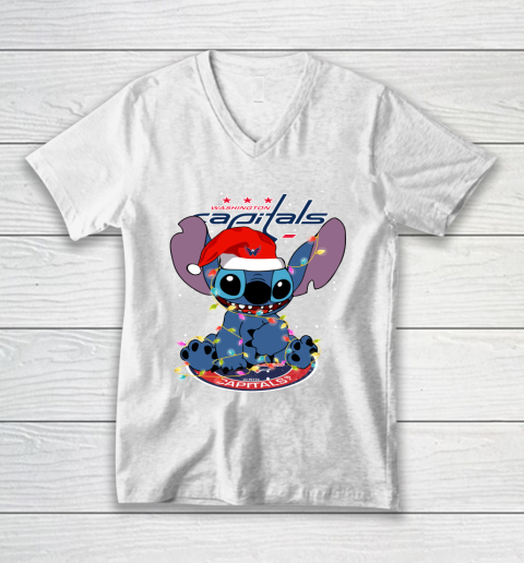 Washington Capitals NHL Hockey noel stitch Christmas V-Neck T-Shirt