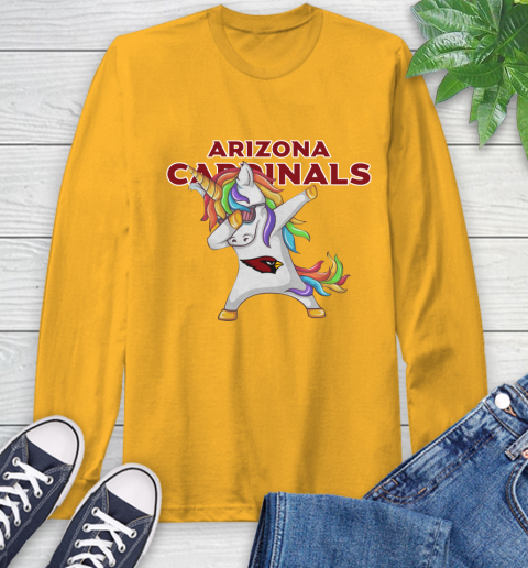 Arizona Cardinals NFL Football Funny Unicorn Dabbing Sports Long Sleeve T-Shirt 3
